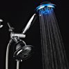 PowerSpa All-Chrome 7-Color LED Shower Head/Hand Held Shower High Pressure Twin Combo Showerhead System with Air Turbo Technology - Includes Premium Stainless Steel Hose and 3-way Water Diverter