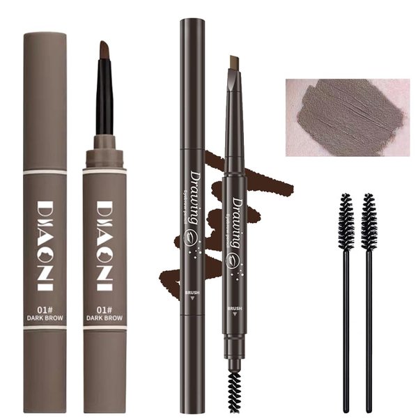 Generic 2 Different Eyebrow Cream,Eyebrow Pencil, with Eyebrow Brushes, Eye Makeup Long Lasting Waterproof and Smudgeproof Natural Looking Brows