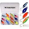 THKFISH Spoon Fishing Lures for Trout Spoons Hard Baits Single Hook Trout Lures Metal Fishing Lures for Char Perch 12Pcs