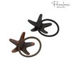 Parcelona French Sleek Star Brown Shell N Black Set of 2 Cellulose Hair Bands Non Slip Ponytail Holder Hair Ties Girls and Women Hair Accessories