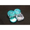 100 Pack 0.2 Oz Lip Balm Square Base Container Plastic Jar w/Green Lid