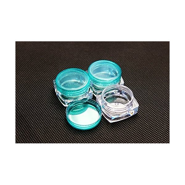 100 Pack 0.2 Oz Lip Balm Square Base Container Plastic Jar w/Green Lid