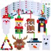 Winlyn 32 Sets Christmas Craft Kits Winter Crafts DIY Popsicle Stick Christmas Ornaments Decorations Art Sets Craft Sticks Christmas Foam Stickers for Kids Holiday Classroom Activities Party Favors