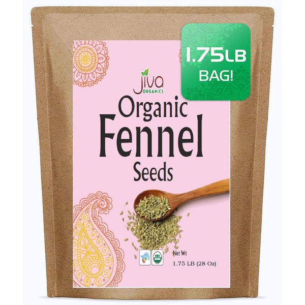 Jiva Organic Fennel Seed 1.75 LB HUGE Bulk Bag, Bulk Whole Fennel Seeds for Fennel Tea and Cooking - Non Irradiated, Non-GMO