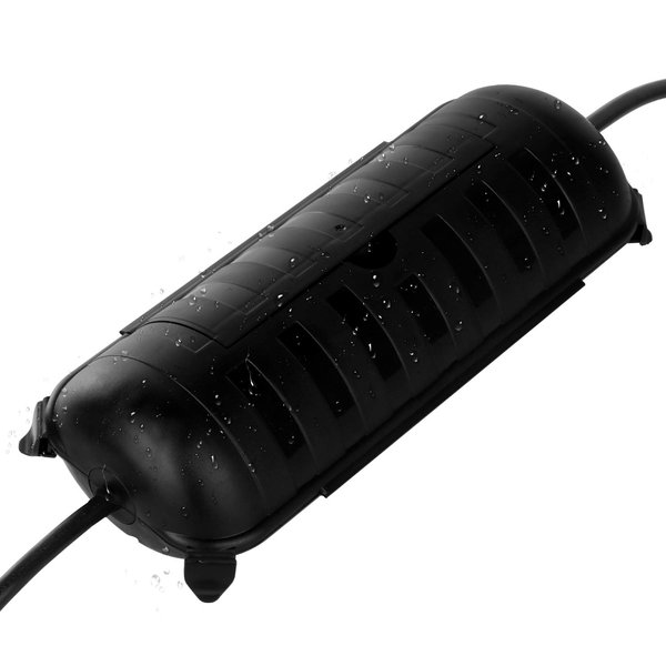 RESTMO Outdoor Waterproof Connection Box, Weatherproof Electrical Extension Cord Cover, Safety Seal Enclosure to Protect Extension Cables, Strip Light, Power Tool, Timers, Holiday Decorations, Black