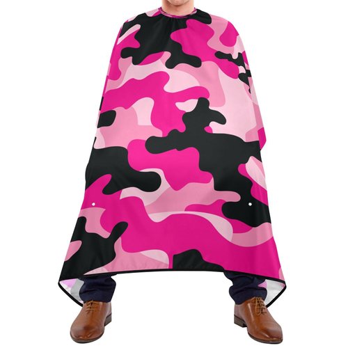 WELLDAY Hair Cutting Cape for Men, Pink Camo Barber Cape Adjustable Neck Size Professional Salon Cape