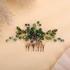 Rumtock Green Rhinestones Beads Gold Hair Comb Side Headpiece for Wedding Brides Women Girls Handmade Hair Accessories (Green)