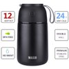MAXSO 2 Pack Soup Thermo for Hot & Cold Food for Kids Adults, Vacuum Insulated Food Jar Thermal Lunch Containers, Travel Food Flask with Spoon (24oz,17oz) (Black)