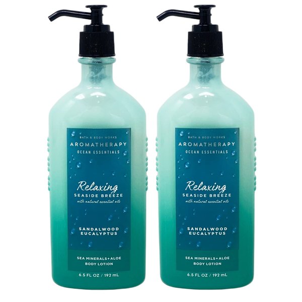 Aromatherapy Relaxing Seaside Breeze Sandalwood Eucalyptus Body Lotion Duo Gift Set - Includes 2 Body Lotions - 6.5 fl oz / 192 mL each