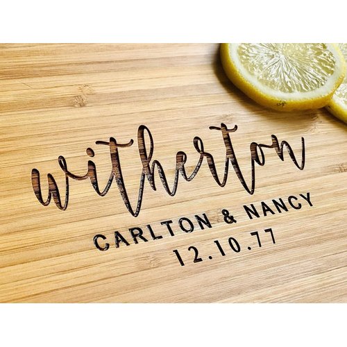 Personalized Bamboo Cutting Board - Handmade Rustic Kitchen Decor - Large Durable Butcher Block Alternative with Engraving - Eco-Friendly Gift for Housewarming or Wedding
