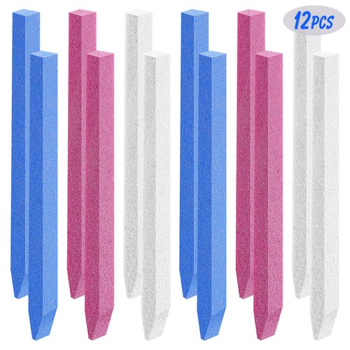 12 Pieces Nail Pumice Stone Stick Stone Nail File Pumice Stone Nail Cuticle Pusher Stone File for Home Salon Nail Buffing Tool