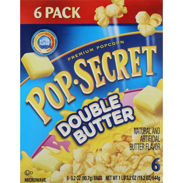 Pop Secret Double Butter Popcorn, 3.2 Ounce (Pack of 6)