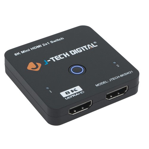 J-Tech Digital 8K HDMI 2.1 Mini Switch 2 in 1 Out 48Gbps 8K 60Hz 4K 120Hz HDR / HDR10 HDMI Switcher for Xbox PS5 BluRay with Auto Switch [JTECH-8KSW21]