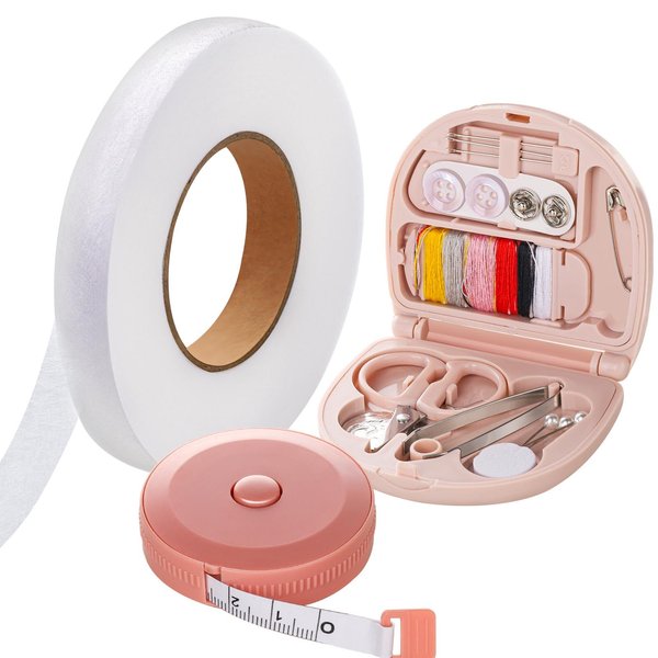 Teenitor Sewing Supplies with Mini Sewing Kit, Soft Tape Measuring, Iron On Hemming Tape for Pants and Clothes, Travel Sewing Kit for Beginners