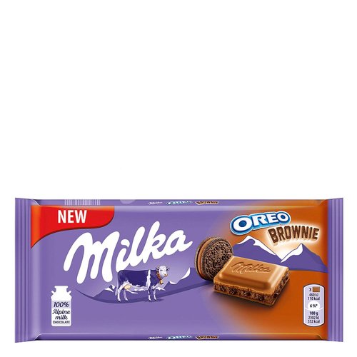 Milka OREO Brownie Milk Chocolate, 100g /3.5 Ounce (Pack of 5)