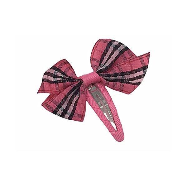 Snap Clip, Hair Bow, Pink Plaid Hair Bow, Plaid Hair Bow