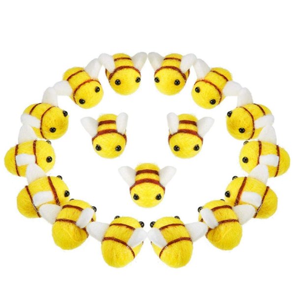 XIZHI 20 Pcs Wool Felt Bumble Bee Craft Balls Bee Craft Supplies Perfect for Baby Room Shower Gift Decorations or Costume Accessories and DIY Craft Car Seat Grasping Bead Toys