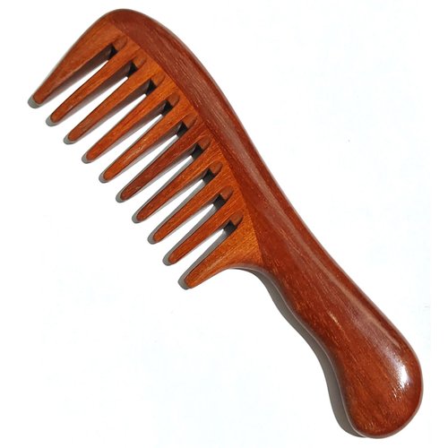 Wooden Wide Tooth Comb for Women Men Kids, Anti-static Detangling Hair Comb for Curly Fine Straight Wet Dry Hair, Natural Sandalwood Styling Comb