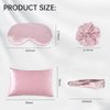 Sukalia Satin Pillowcase with Eye Mask Scrunchies 5-Piece Set Pillowslip Sleep Eyeshade Headband for Women (Pink)