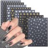 8 Sheets Metallic Nail Art Stickers Heart Nail Decals 3D Self-Adhesive Nail Art Supplies Luxury Heart Stars Gold Silver Nail Designs Stickers for Nail Decorations Manicure Accessories