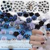 editTime Mixed Style Fashion 3D Nail Art Charms Kit Resin Camellia Rose Flower Butterfly Bow Moon Heart Bear Snake Hollow Pearl with Rhinestones and Soft Slice (Black)