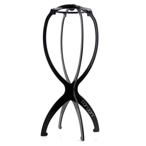 Cardani Wig Stand Black Portable Wig Holder As Pictured