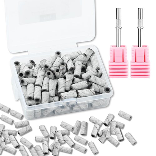 C12rtive 100 Pcs 3mm Small Sanding Bands & 2Pcs Small Mandrel Bit Sanding Bands for Nail Drill,150# Upgrade 3mm Mini Sanding Bands for Professional Manicures and Pedicure with Stainless Steel Shaft