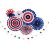 Risshine 4th/Fourth of July Patriotic Party Decorations Set- Red White/Silver Blue Star Streamers and 6Pcs Red White Blue Hanging Paper Fans for American Independence Day Party Decor Supplies