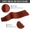 Clip in Hair Extensions Real Human Hair, Auburn Hair Extensions Clip in Straight Human Hair, 7 Pcs 70G Double Weft Silky Human Hair Clip in Extensions for Women #135 20 Inch