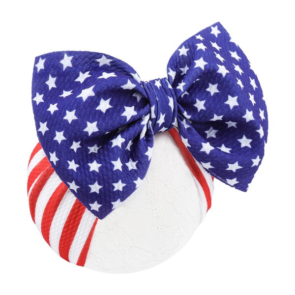 YanJie 4th of July Baby Nylon Headbands, Red Blue White Star Baby Hair Bows Hairbands Big Bows Hair Accessories for Newborn Baby Girls Infants Toddlers(America Flag)