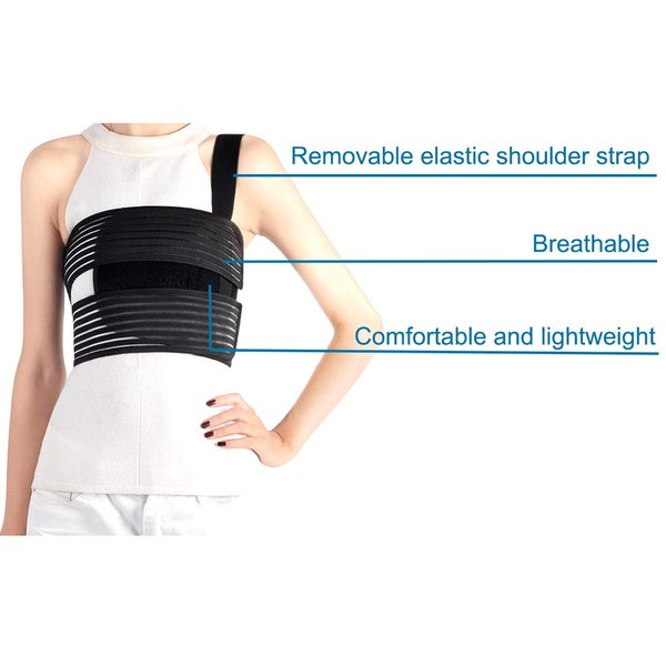 Solmyr Broken Rib Brace, Rib and Chest Binder Belt for Men and Women, Rib Cage Protector Wrap Rib Belt for Sore or Bruised Ribs Support, Broken Sternum, Dislocated Ribs Protection, Pulled Muscle Pain