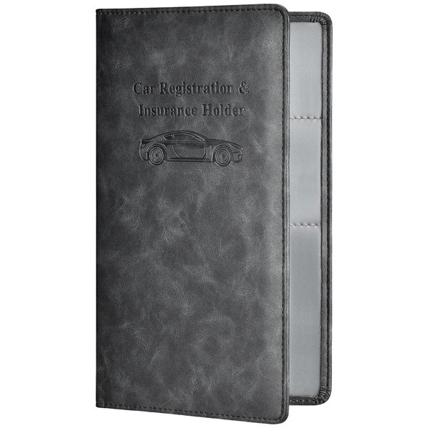 HerriaT Car Registration and Insurance Card Holder - Leather Vehicle Glove Box Automobile Documents Paperwork Wallet Case Organizer for ID, Driver's License, Key Contact Information Cards