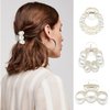 6 Pcs Pearl Hair Claw Clips Small High Ponytail Holder Pearl Hair Clips Hair Barrettes Strong Hold Hair Jaw Clips Fashion Horsetail Clamps Hair Accessories for Women Girls