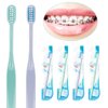 Y-Kelin 4 Pcs U-Shaped Orthodontic Toothbrush Soft Bristle with 4 Toothbrush Head Cover for Orthodontic People Effective Cleaning Teeth