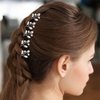 Wedding Hair Pins Silver Bridal Hair Pins for Women Girls Bridesmaids Rhinestone Hair Clip Pearl Crystal Jewelry Hair Pins Flower Bride Hair Pins Vintage Hair Accessories Bulk Leaf Hair Pins(6 Pieces)
