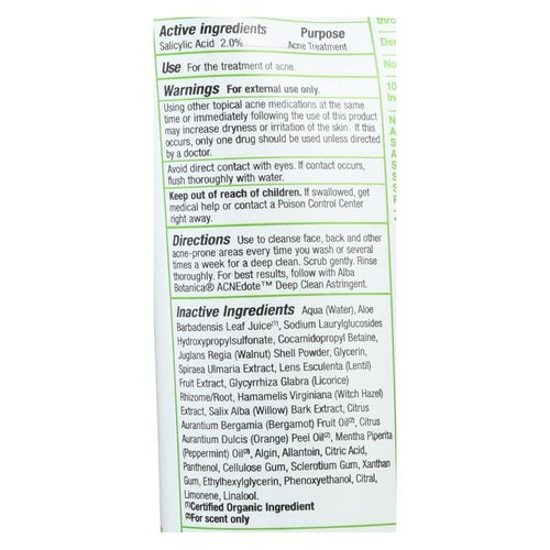 Alba Botanica Natural Acnedote Face & Body Scrub, 8 Fl Oz