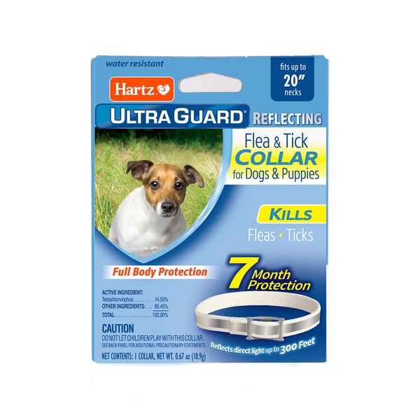 Hartz UltraGuard Flea & Tick Collar for Dogs and Puppies, 7 Month Flea and Tick Protection and Prevention Per Collar, Reflective, Up to 20 Inch Neck