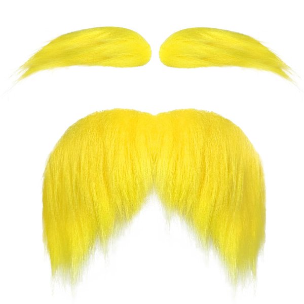 Luvfamday Yellow Mustache and Eyebrows Cosplay Costume Accessories Funny Party Favors Men Women (Yellow)