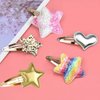 Gingbiss Hair Clips for Girls - 8 Pairs of Star, Crown, Heart, Butterfly Shaped Barrettes and Pins - Metal Snap Accessories for Styling Kids' Hair