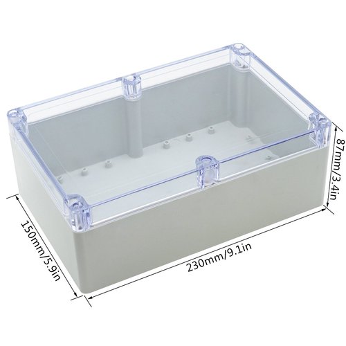 LeMotech ABS Plastic Junction Box Dustproof Waterproof IP65 Electrical Enclosure Box Universal Project Enclosure Grey with PC Transparent Clear Cover 9 x 5.9 x 3.4 inch(230 x 150 x 87 mm)