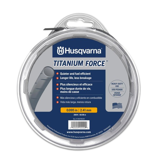 Husqvarna Titanium Force 0.095-Inch, 140-Foot Spooled String Trimmer Line, Professional Grade Copolymer Weed Eater Line