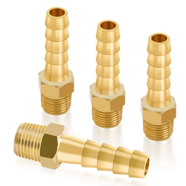 4pcs 1/4" Hose Barb to 1/8 NPT Male Brass Quick Coupler Air M Type Fitting Quick-Connect Fitting (4)