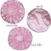 VEYRNEIC Hair Satin Bonnet for Sleeping Shower Caps Silk Chemo Caps with Wide Elastic Band Night Sleep Cap Bonnets for Black Women Braids with Satin Storage Bag (Pink)