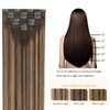 FUBILI Clip in Hair Extensions Balayage Chocolate Brown to Caramel Blonde Real Human Hair Extensions 20 Inch 7pcs 120g Remy Hair Extensions for Women Clip Extensions Full Head Straight Hair