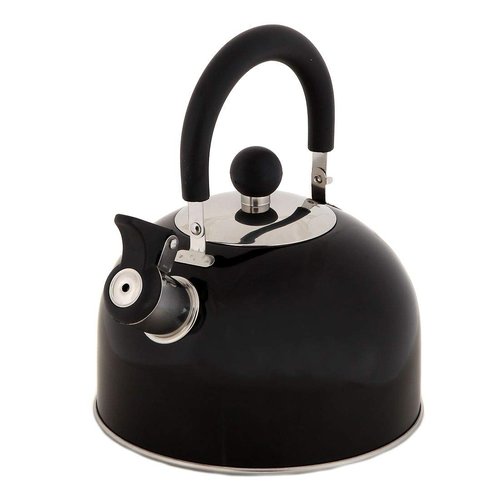 Lily's Home 2 Quart Stainless Steel Whistling Tea Kettle, the Perfect Stovetop Tea and Water Boilers for Your Home, Dorm, Condo or Apartment. (Black)