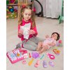 GAGAKU 23 Pack Baby Doll Accessories Set Baby Doll Feeding and Caring Set Includes Diaper Bag,Doll Diapers,Toys, Bottles,Pretend Play Set,Shower,Eating,and More, Perfect for Kids Toddlers and Girls