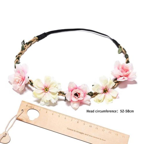 4Pcs Flower Crown for Women Girls Headband Color Mixing Hair Accessories Wedding Bride Rose Hair Ring