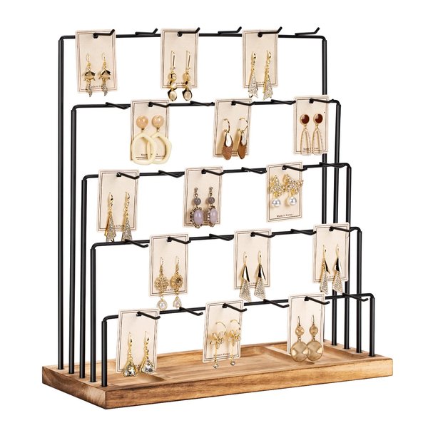Earring Display Stands for Selling , Earring Rack Display Holder Stand, Jewelry Display for Selling Earring Cards, Bracelets, Hair Accessories, Rings, Necklaces 15"W x 6"D x 15.5"H (30 Hooks)