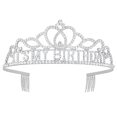 Araluky Birthday Tiara for Women ITS MY BIRTHDAY Crowns for Women Happy Birthday Crown for Girls Birthday Girl Crown Birthday Headband for Women Parties Favors Decorations Gift (Silver)