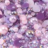 Flatback Pearls Rhinestones for Craft 30g 1400Pcs (2-10mm) Half Round Resin AB Color Rhinestones Pearls for Nail Art Face Body Tumblers-Purple